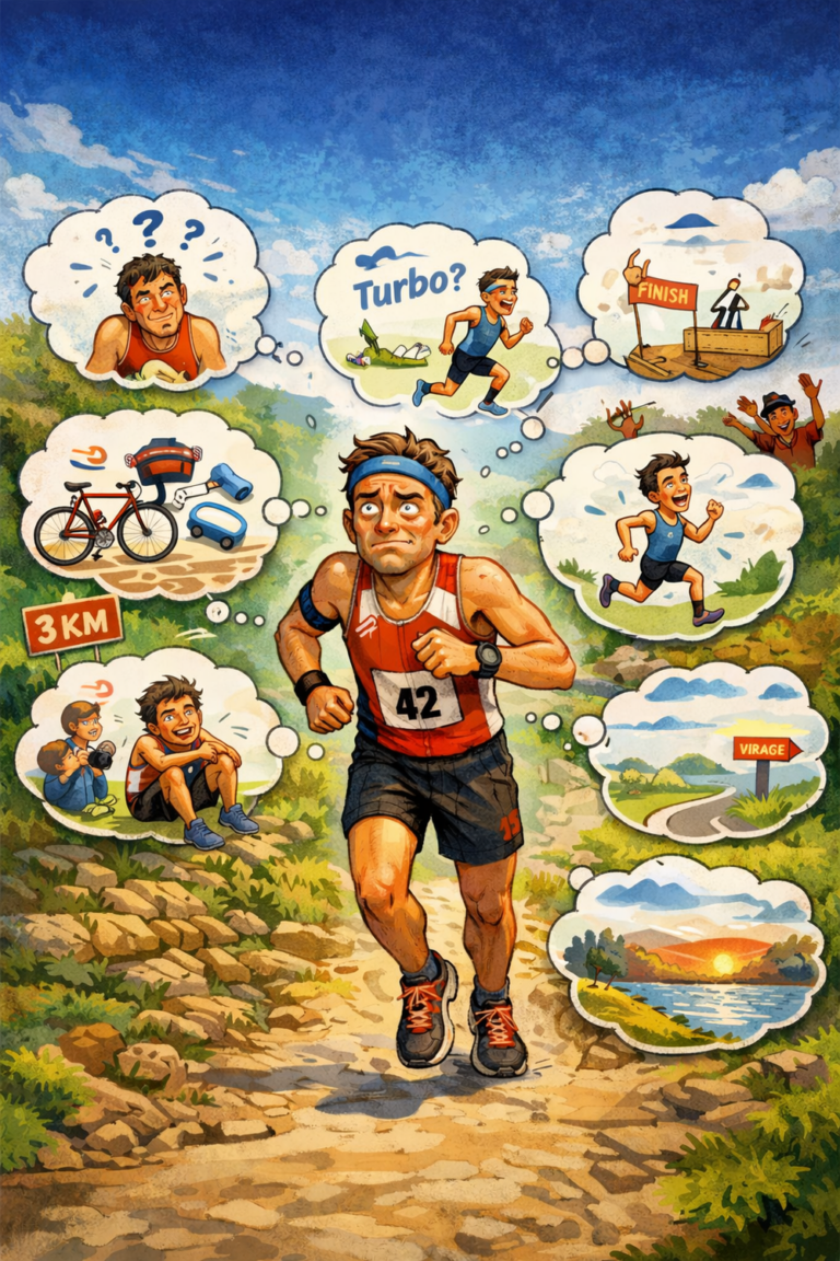 Top 10 des pensées qui te traversent l’esprit pendant la partie course à pied d’un triathlon